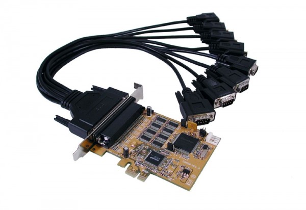 8S Seriell RS232 PCIe Karte mit Octopus Kabel und Treiber für Linux und SCO-Unix (SystemBase Chip-Set), Exsys® [EX-44088]