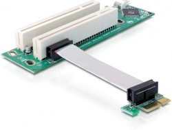 Schnittstellenkarte, Riser PCI Express x1 an 2x PCI 32Bit 5 V mit flexiblem Kabel, 9 cm links gerichtet, Delock® [41341]