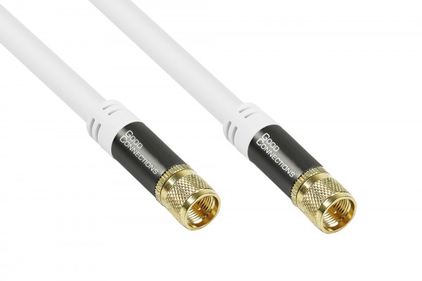 SAT Antennenkabel SmartFLEX, F-Stecker an F-Stecker, vergoldet, vierfach geschirmt, Schirmmaß 120dB, weiß, 1,5m, Good Connections®