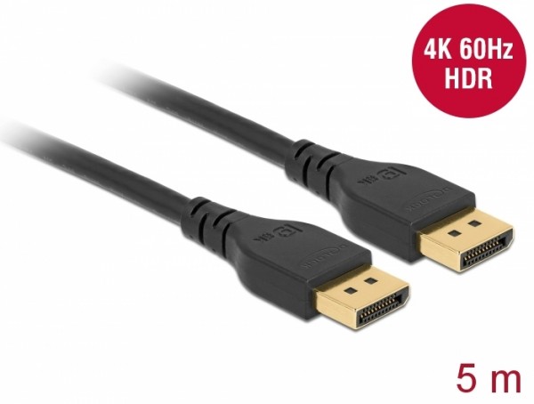 DisplayPort 1.2 Kabel 4K 60 Hz 5 m ohne Einrastfunktion, Delock® [85912]