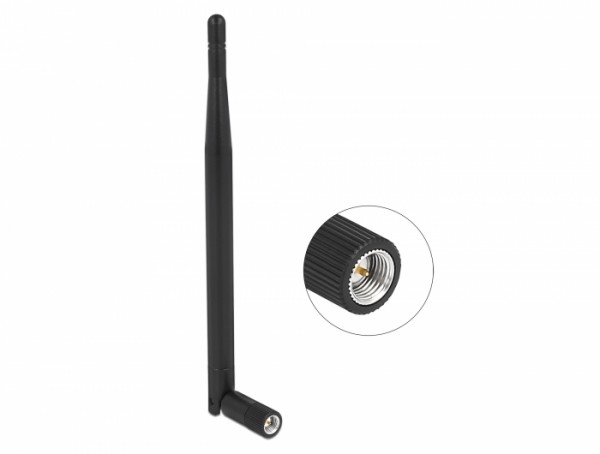 LPWAN 863 MHz - 928 MHz Antenne SMA Stecker 1,64 dBi omnidirektional mit Kippgelenk schwarz, Delock® [12616]