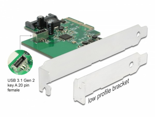 PCI Express Karte zu 1 x intern USB 3.2 Gen 2 Key A 20 Pin Buchse, Delock® [89029]