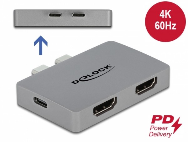 Dual HDMI Adapter mit 4K 60 Hz und PD 3.0 für MacBook, Delock® [64123]