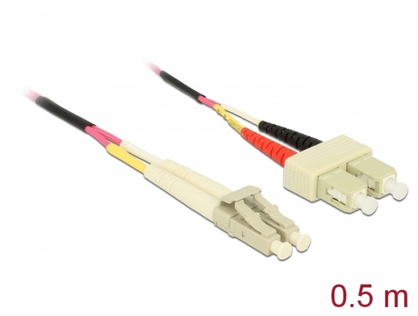 Kabel Lichtwellenleiter LC zu SC Multimode OM4 0,5 m, Delock® [86546]