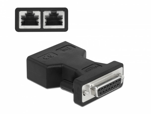 D-Sub 15 Pin Buchse zu 2 x RJ45 Buchse AUI (Attachment Unit Interface) Adapter, Delock® [66806]