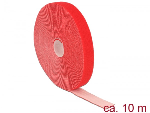 Klett-Kabelbinder L 10m x B 20mm, Rolle, rot, Delock® [18724]