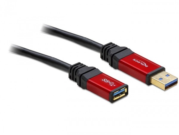 USB 3.0 Verlängerungskabel Stecker A an Buchse A, Premium, 5m, Delock® [82755]