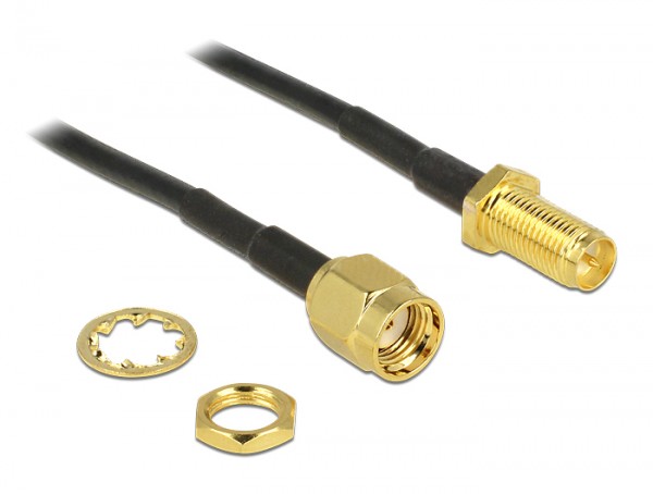 Antennenkabel RP-SMA Stecker an RP-SMA Buchse zum Einbau 200 mm, Delock® [88876]