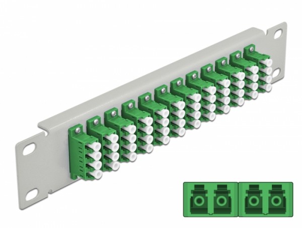 10? LWL Patchpanel 12 Port LC Quad grün 1 HE grau, Delock® [66797]