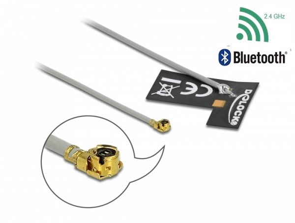 WLAN 802.11 b/g/n Antenne MHF® I Stecker 2 dBi 1.13 10 cm FPC intern Klebemontage , Delock® [12693]