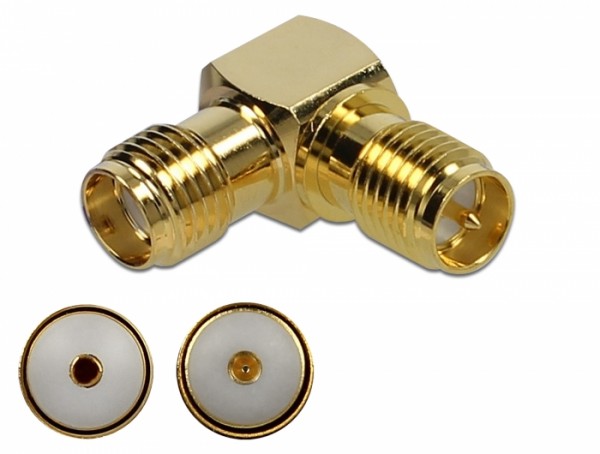 Adapter SMA Buchse an RP-SMA Buchse 90° 10 GHz, Delock® [89953]