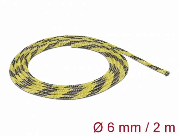 Geflechtschlauch dehnbar 2 m x 6 mm schwarz-gelb, Delock® [20737]