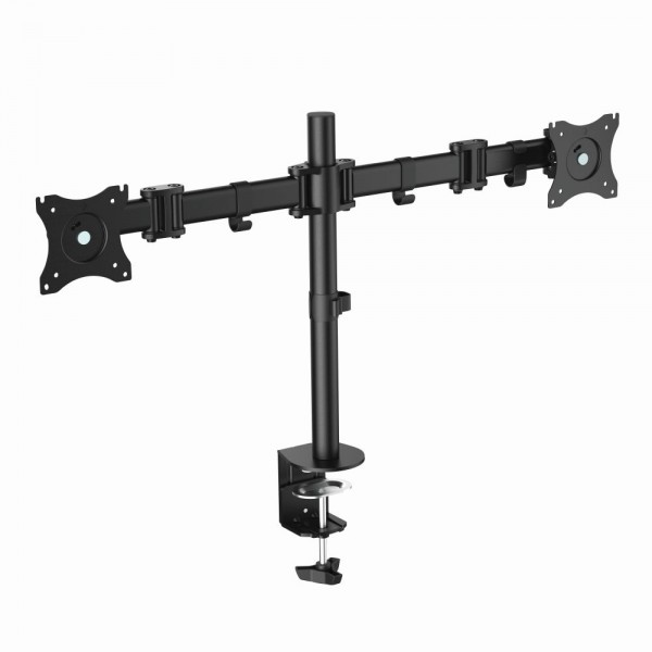 2-fach Monitor-Schreibtischhalterung, neigbar -45°/+45°, schwenkbar 180°, drehbar 360°, 13"-27", max. 8 kg Belastung, LogiLink® [BP0022]