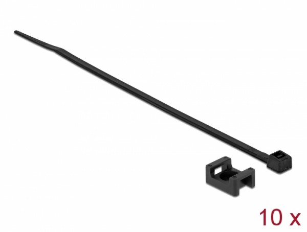 Schraubhalter 15 x 10 mm mit Kabelbinder L 200 x B 3,6 mm schwarz, Delock® [18884]