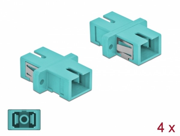 LWL Kupplung SC Simplex Buchse zu SC Simplex Buchse Multimode 4 Stück hellblau, Delock® [85994]