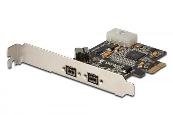 IEEE 1394b Interface Card, PCIexpress, 3 Port, 2x9-Pin Extern+1x9-Pin Intern XIO2213B Chipsatz Digitus® [DS-30203-2]