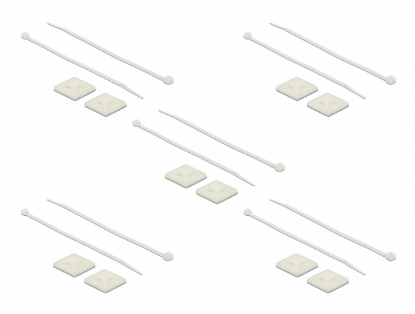 Befestigungssockel 30 x 30 mm mit Kabelbinder L 200 x B 4,8 mm weiß, Delock® [18678]