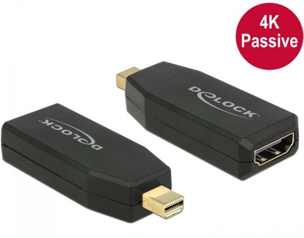 Adapter mini DisplayPort 1.2 Stecker an HDMI Buchse 4K Passiv, schwarz, Delock® [65583]