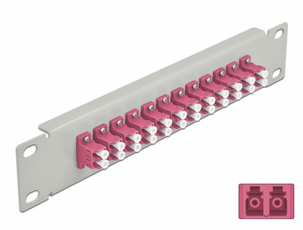 10? LWL Patchpanel 12 Port LC Duplex violett 1 HE grau, Delock® [66790]