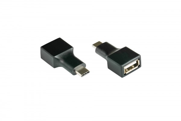 Adapter USB 2.0 USB-C™ Stecker an Buchse A, schwarz, Good Connections®