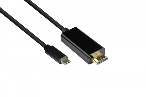 Adapterkabel USB-C™ Stecker an HDMI 2.0 Stecker, 4K / UHD @60Hz, CU, schwarz, 3m, Good Connections®