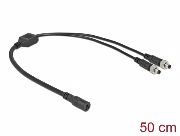 DC Verteilerkabel 5,5 x 2,1 mm 1 x Buchse zu 2 x Stecker verschraubbar, Delock® [86571]