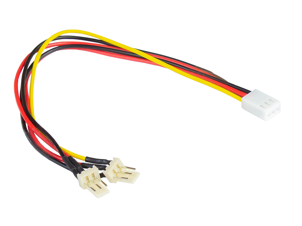 LüfterYAdapterkabel, 3pin Bu. an 2 x 3pin St., 0,22m, Good Connections® 3pin Lüfterkabel