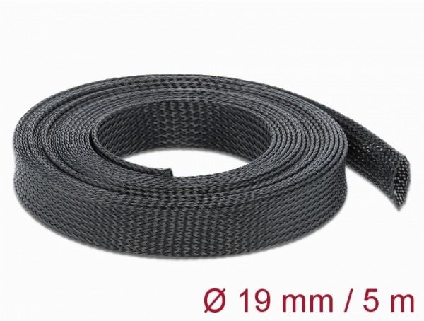 Geflechtschlauch dehnbar 5 m x 19 mm schwarz, Delock® [18850]