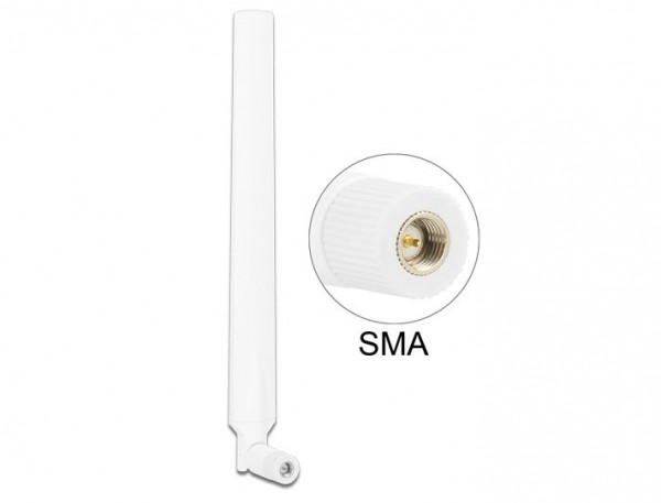Antenne LTE SMA 0 ~ 4 dBi omni Gelenk weiß rotatable, Delock® [88977]