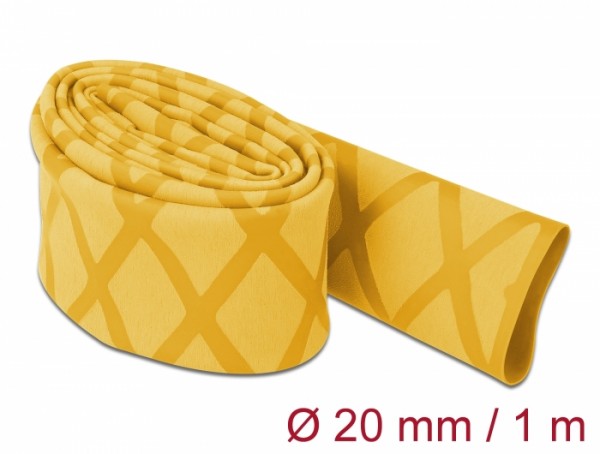 Schrumpfschlauch X-Muster rutschfest 1 m x 20 mm gelb, Delock® [19595]
