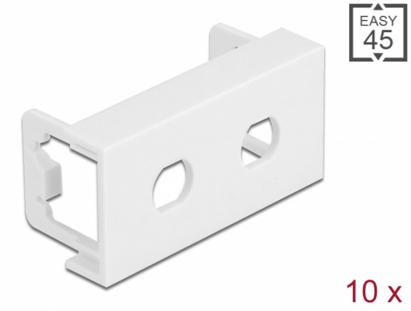 Easy 45 Modulblende Loch-Ausschnitt 2 x M8 mit Verdrehschutz, 45 x 22,5 mm 10 Stück weiß, Delock® [81366]