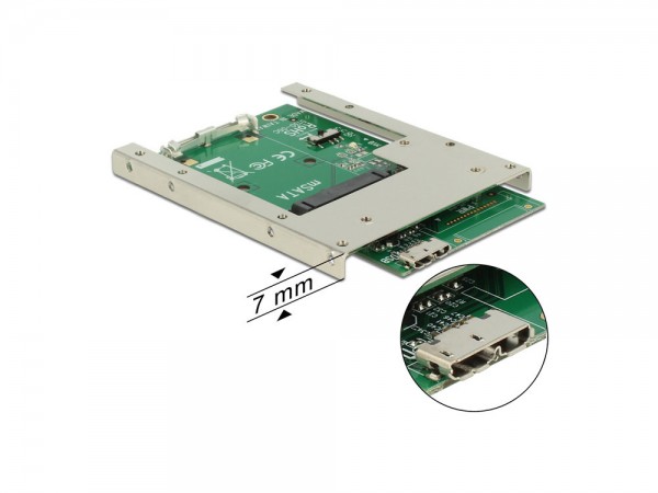 Konverter USB 3.0 an mSATA mit 2.5" Rahmen (7 mm), Delock® [62468]