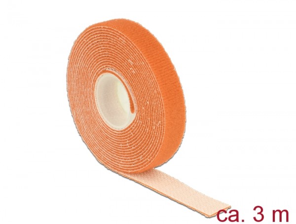 Klett-Kabelbinder L 3m x B 13mm, Rolle, orange, Delock® [18742]