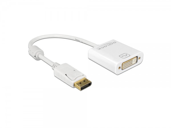 Adapter Displayport 1.2 Stecker an DVI Buchse, 4K Passiv, weiß, 0,2m, Delock® [62602]