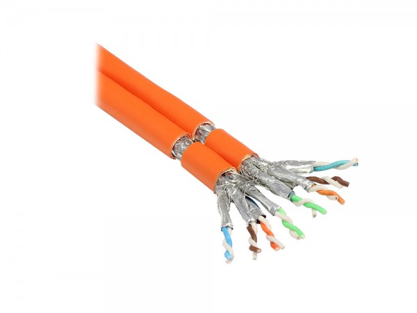 Verlegekabel Cat. 7 Duplex, S/FTP, PiMF, halogenfrei (LSZH), 1000MHz, AWG23/1, FRNC-B, ECA, orange, 25m, Good Connections®