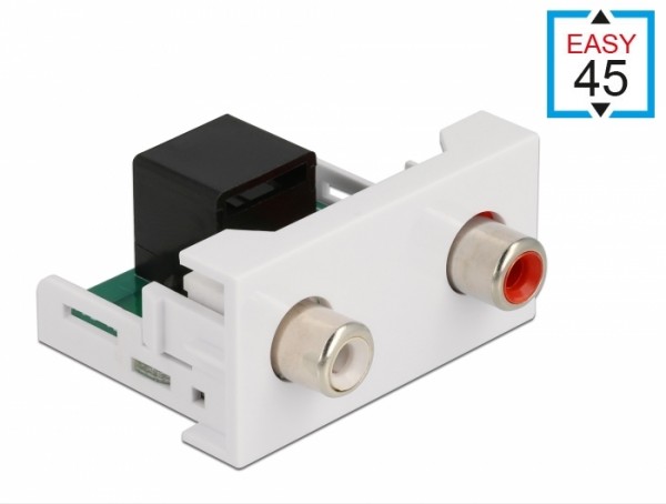 Easy 45 Modul 2 x Cinch Buchse zu RJ45 Buchse 22,5 x 45 mm, Delock® [81341]