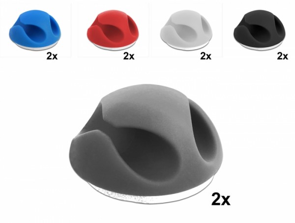 Kabelhalter Mini Set mit 2 Durchführungen 10 Stück farbig sortiert, Delock® [18296]