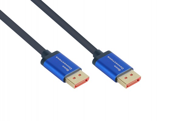 DisplayPort 1.4 SmartFLEX Kabel, 8K UHD-2 / 4K UHD, Aluminiumgehäuse, CU, dunkelblau, 1m, Good Connections®