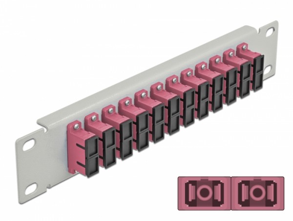 10? LWL Patchpanel 12 Port SC Duplex violett 1 HE grau, Delock® [66795]