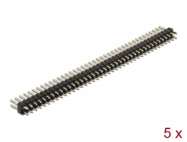 Stiftleiste 40 Pin, Rastermaß 2,54 mm, 2-reihig, gerade, 5 Stück, Delock® [66700]
