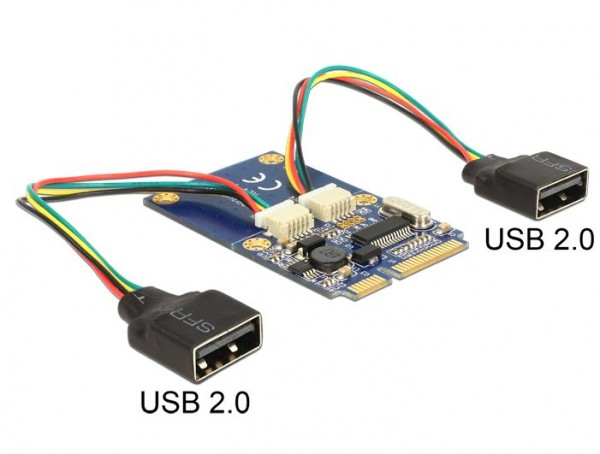 Modul MiniPCIe I/O full size, Typ A Buchse, 2x USB 2.0, Delock® [95242]