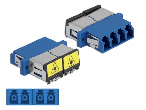 LWL Kupplung mit Laserschutzklappe LC Quad Buchse zu LC Quad Buchse Singlemode blau, Delock® [86903]