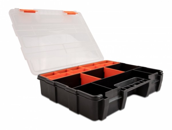 Sortimentsbox mit 21 Fächern 290 x 220 x 60 mm orange / schwarz, Delock® [18416]