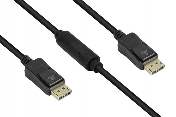 AKTIVES Anschlusskabel DisplayPort 1.2, 4K / UHD @60Hz, vergoldete Kontakte, OFC, schwarz, 20m, Good Connections®