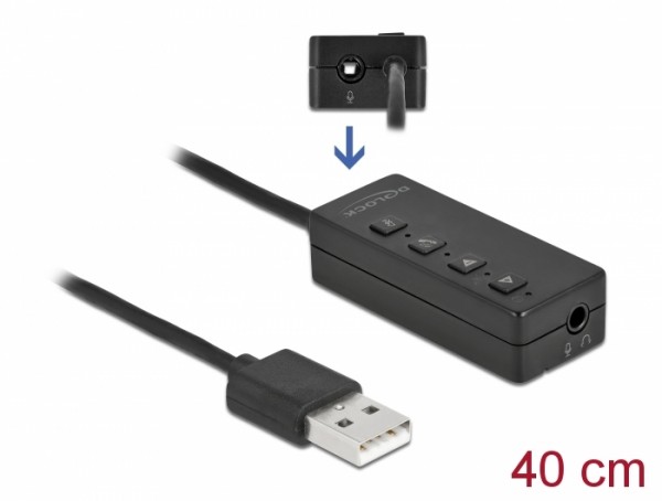 USB Headset und Mikrofon Adapter mit 2 x 3,5 mm Klinkenbuchse für Windows und Mac OS, Delock® [66731]