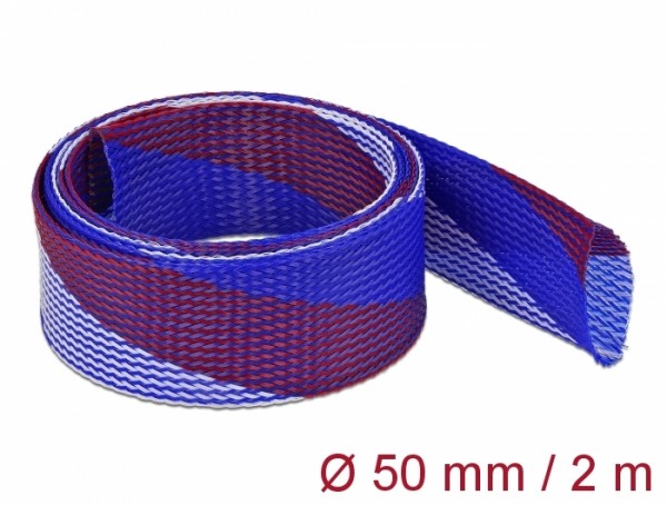 Geflechtschlauch dehnbar 2 m x 50 mm blau-rot-weiß, Delock® [20761]