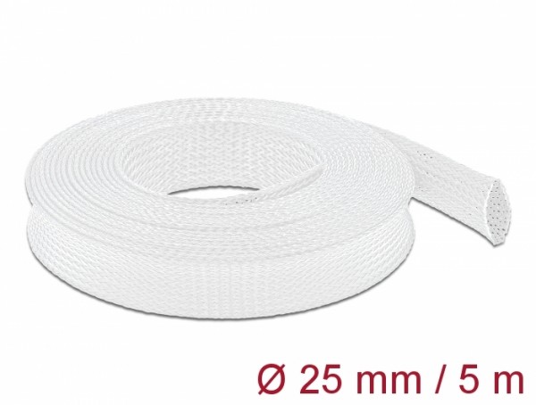 Geflechtschlauch dehnbar 5 m x 25 mm weiß, Delock® [20696]