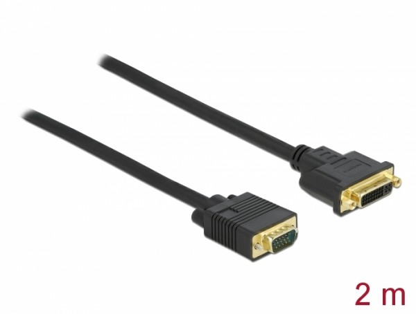Kabel DVI 24+5 Buchse zu VGA Stecker 2 m, Delock® [86757]