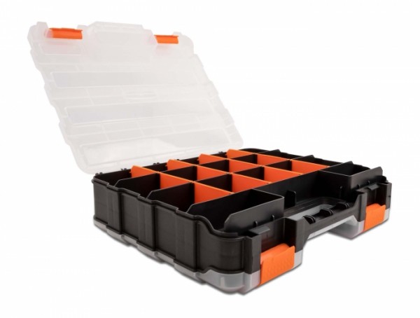 Sortimentsbox mit 34 Fächern 320 x 270 x 80 mm orange / schwarz, Delock® [18417]