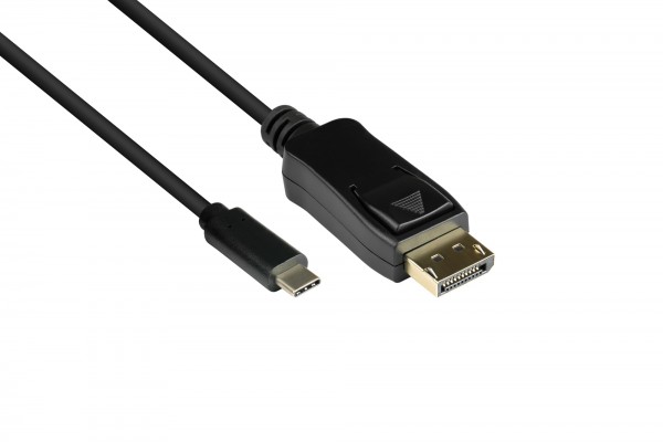 Adapterkabel USB-C™ Stecker an DisplayPort 1.2 Stecker, 4K / UHD @60Hz, CU, schwarz, 10m, Good Connections®